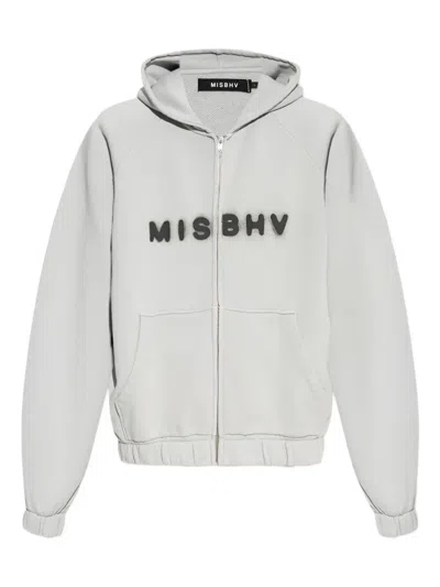 Misbhv Logo-print Zip-up Hoodie In Gray