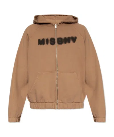 Misbhv Logo-printed Zip-up Hoodie In Brown