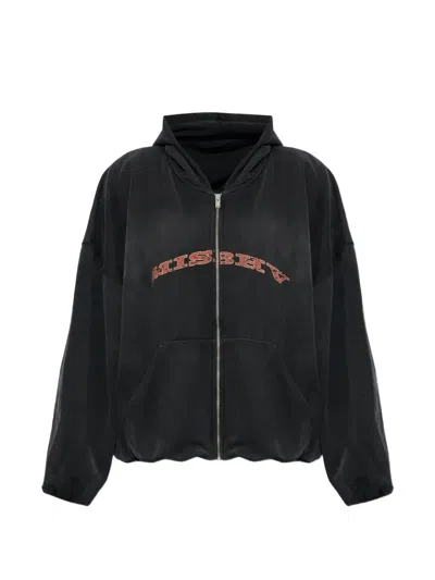 Misbhv Logo-print Zip-up Hoodie In Black