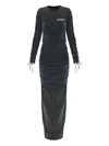 Misbhv Long-sleeve Drawstring Maxi Dress In Black