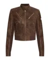 Misbhv Cracked Cropped Faux-leather Jacket In Brown