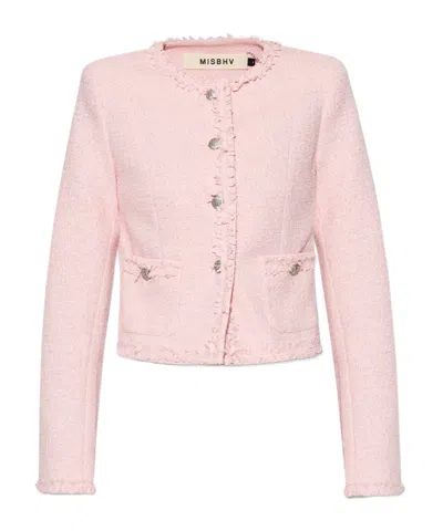 Misbhv Frayed-detailing Jacket In Pink