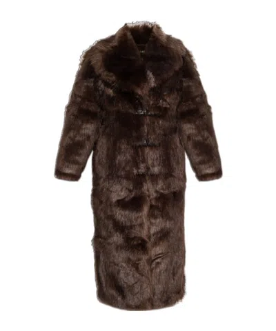 MISBHV CLIP-FASTENING FAUX-FUR COAT
