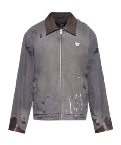 Misbhv Distressed Collared Jacket In Grey