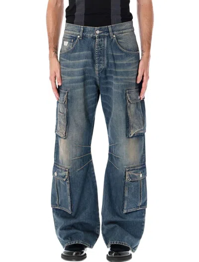 Misbhv Blue Faded Denim Cargo Pants In Malibu Blue