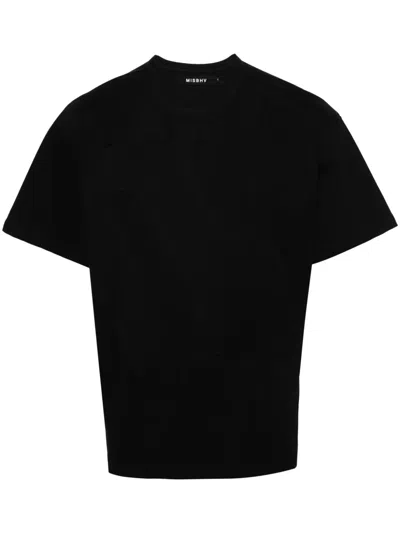 Misbhv Logo-embroidered Cotton T-shirt In Schwarz