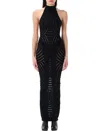 Misbhv Mesh Halter Neck Backless Maxi Dress In Black