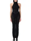 Misbhv Mesh Halter Neck Backless Maxi Dress