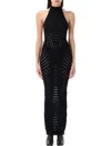 Misbhv Mesh Halter Neck Backless Maxi Dress In Black