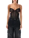 Misbhv Black Monogram Mesh Corset Top