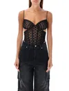 Misbhv Black Monogram Mesh Corset Top In Black