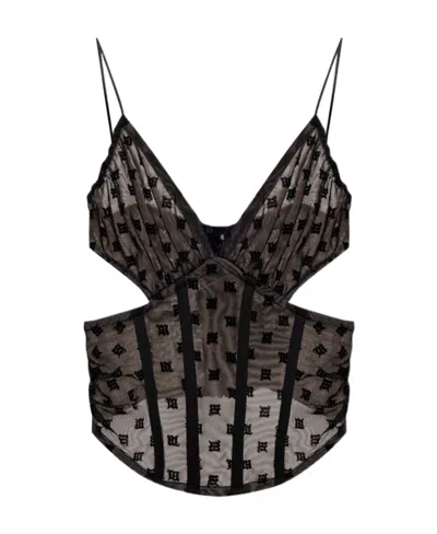 MISBHV MESH MONOGRAM CORSET TOP