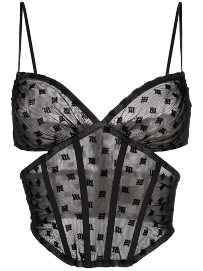 MISBHV MESH MONOGRAM CORSET TOP