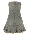 Misbhv Blue Monogram Denim Minidress In Blue