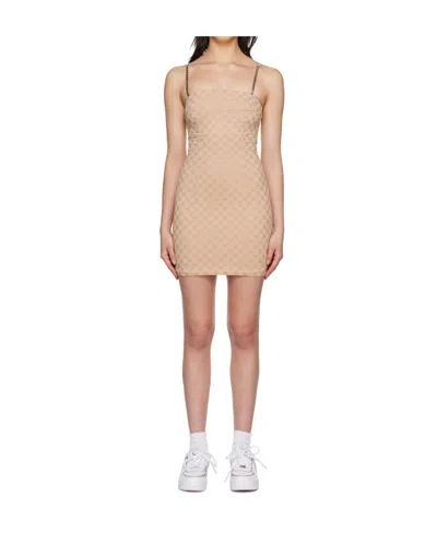 Misbhv Mini Dress With Flower Words In Nude