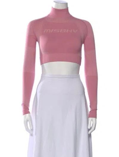 Pre-owned Misbhv Mock Neck Long Sleeve Crop Top In Pink