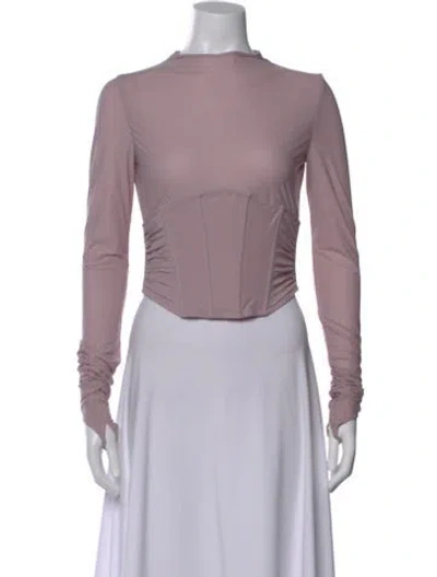 Pre-owned Misbhv Mock Neck Long Sleeve Crop Top In Purple
