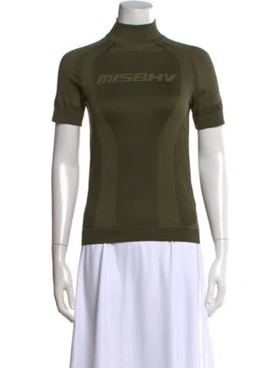 Pre-owned Misbhv Mock Neck Short Sleeve Top In Green