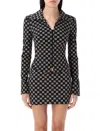 Misbhv Monogram Wide Collar Zip Up Shirt In Black Beige