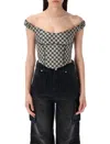 Misbhv Monogram Canvas Corset Top With Open Shoulders