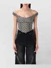 Misbhv Monogram Canvas Corset Top With Open Shoulders