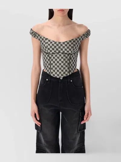 MISBHV MONOGRAM CANVAS CROPPED CORSET TOP