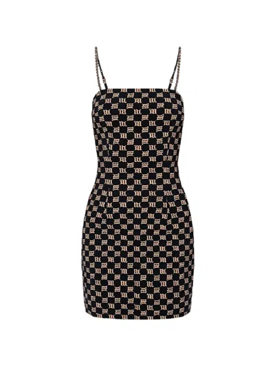 Misbhv Monogram Chain-strap Dress In Black