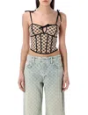 Misbhv Beige Monogram Coquette Corset Top In Beige Black