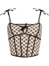 Misbhv Beige Monogram Coquette Corset Top In Neutrals