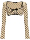 Misbhv Monogram Crop Top In Brown