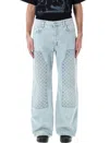 Misbhv Monogram-embroidered Carpenter Denim Trousers In Blue