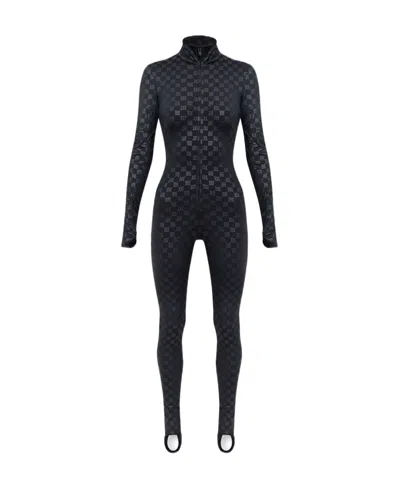 Misbhv Monogram High-neck Zip-up Jumpsuit In Black