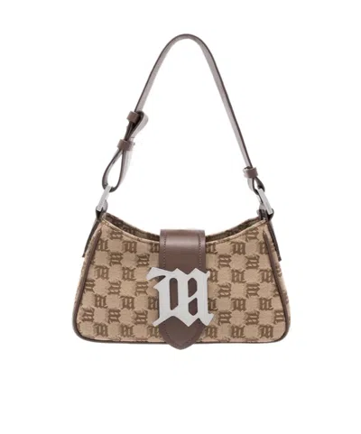 Misbhv Monogram-jacquard Canvas Shoulder Bag In Brown