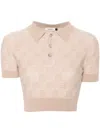 Misbhv Monogram-jacquard Cropped Polo Shirt In Neutrals