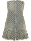 Misbhv Blue Monogram Denim Minidress In Blue