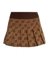 Misbhv Monogram-jacquard Pleated Mini Skirt In Brown