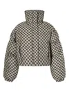 Misbhv Monogram-print Cropped Puffer Jacket In Gray