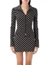 Misbhv Monogram Wide Collar Zip Up Shirt In Black Beige