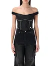 Misbhv Monogram Nylon Corset Top In Black