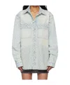 Misbhv Monogram Ocean Washed Denim Overshirt In Blue