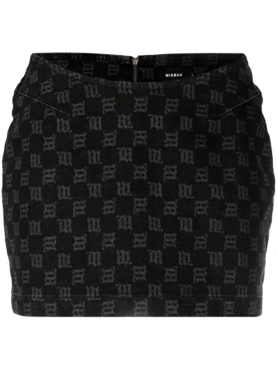 Misbhv Monogram-pattern Miniskirt In Black