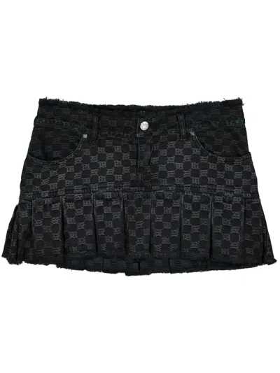 Misbhv Black Monogram Denim Mini Skirt