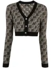 Misbhv Silk Wool Knitted Monogram Cropped Cardigan In Schwarz