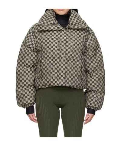 Misbhv Monogram-print Cropped Puffer Jacket In Brown