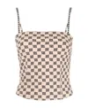 Misbhv Monogram-print Cropped Tank Top In Nude