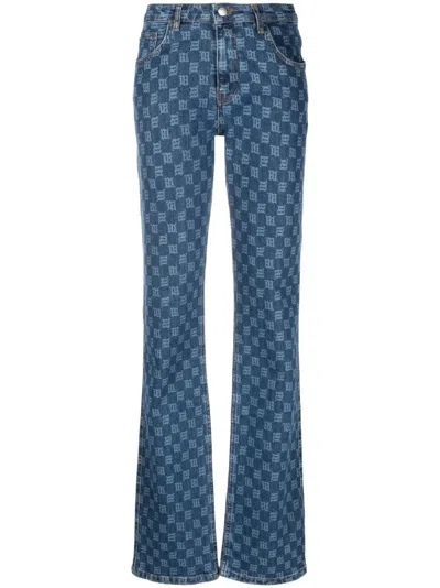 Misbhv Monogram-print Flared Jeans In Blue