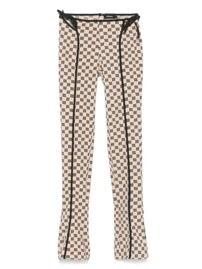 Misbhv Monogram-print Leggings In Beige E Nero