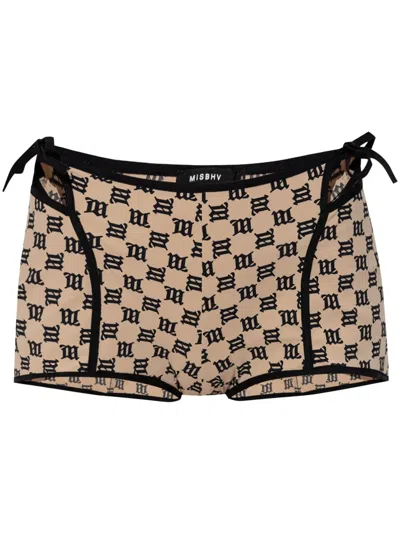 Misbhv Beige & Black Monogram Coquette Shorts
