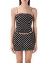 Misbhv Monogram Design Spaghetti Top With Adjustable Straps In Black Beige