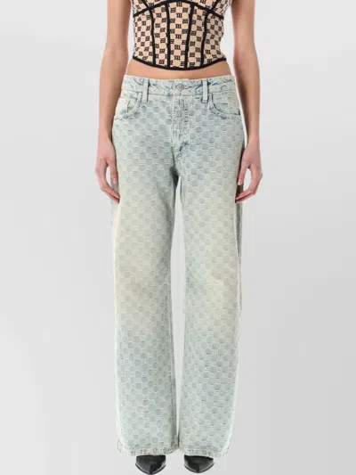 Misbhv Monogram Wide-leg Faded Denim Trousers In Blue